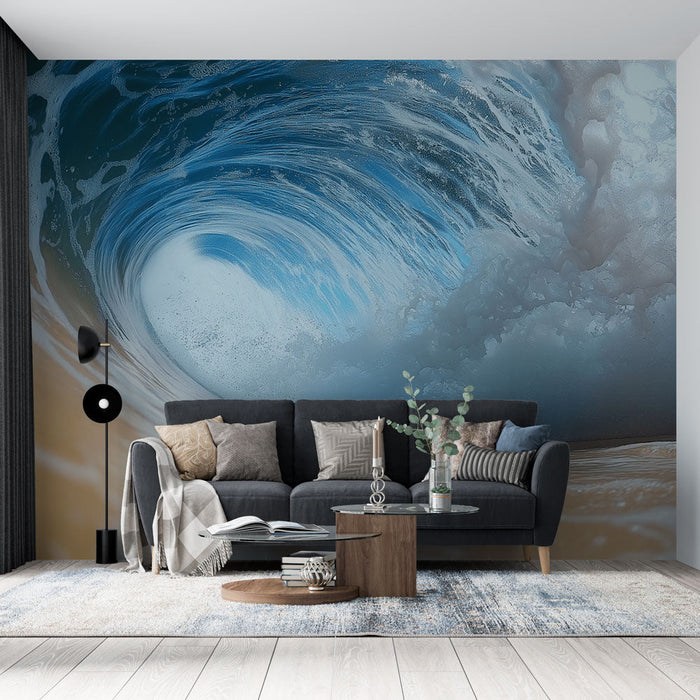 Tapet valuri | Valuri turcoaz care se izbesc de nisipul auriu