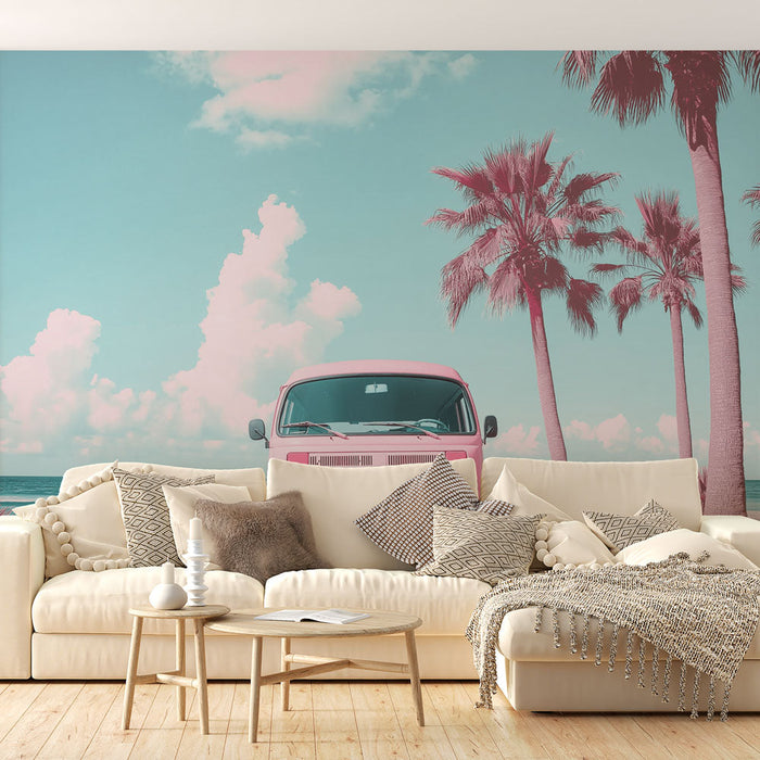 Fototapet van rose | En reise ved sjøen under en pastellhimmel