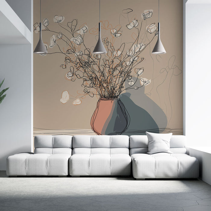 Tapete cvjetni vaza | Minimalistički ilustracija vaze s cvijećem