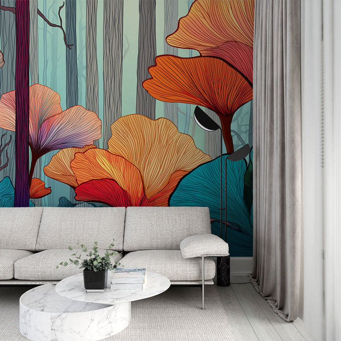 Tapete растителен | Великолепни модели на стилизирани листа в ярки цветове