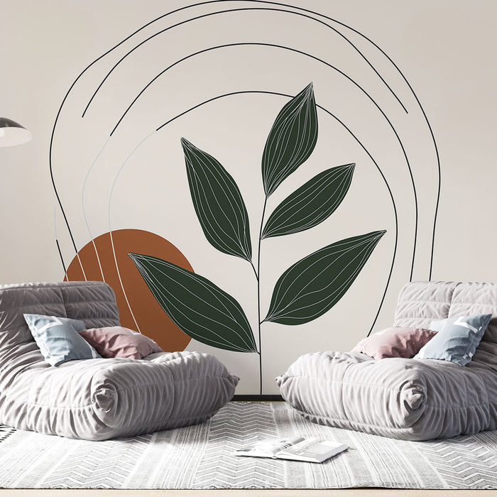 Tapet vegetabilisk modern | Stiliserat löv med geometriska former