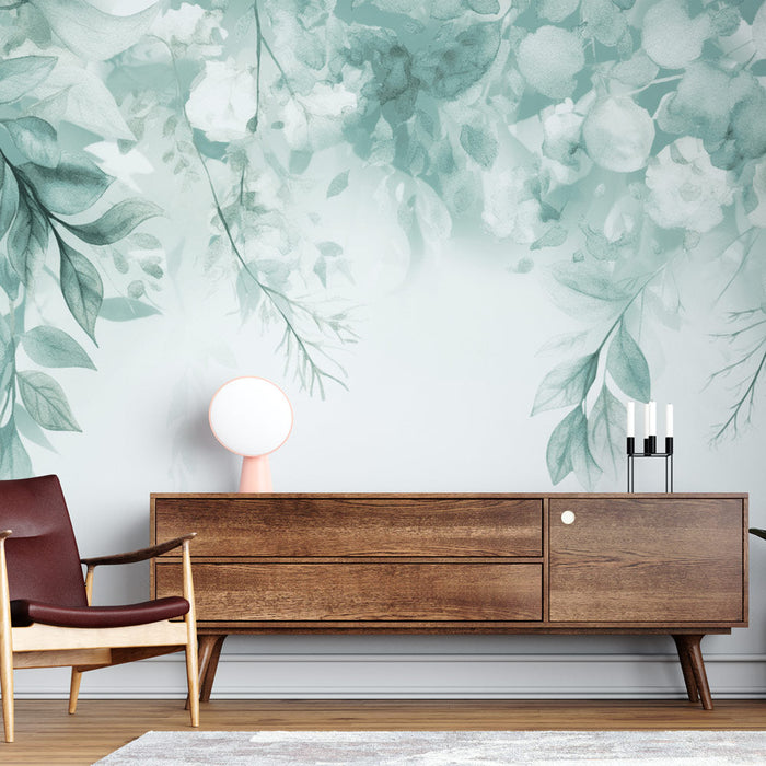 Papel pintado vegetación agua verde | Ramas colgantes