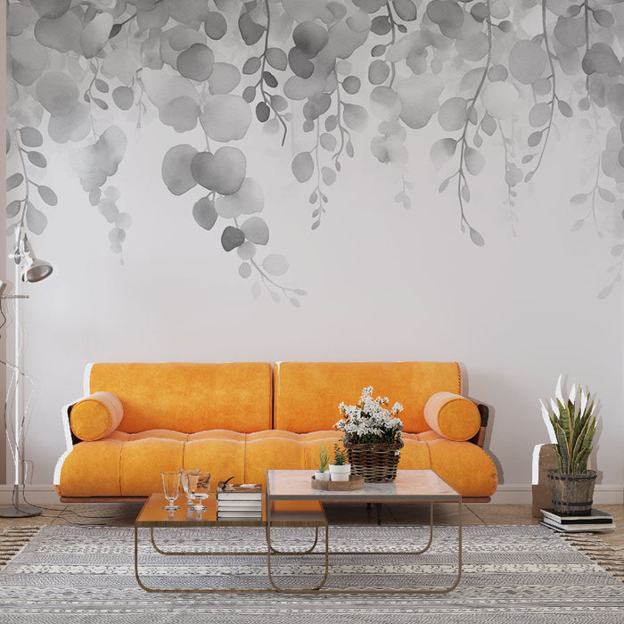 Fototapete Laubwerk | Schwarz-weißer hängender Pflanzenwuchs