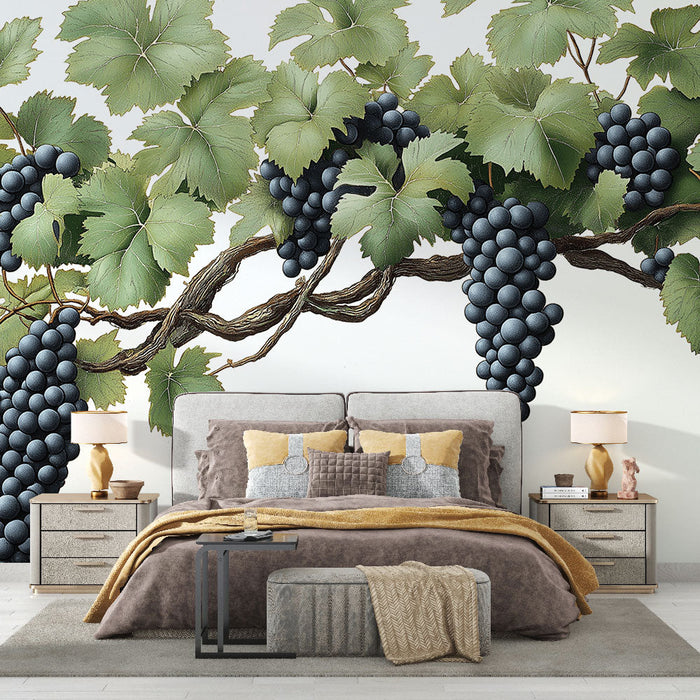 Mural Wallpaper vine | Elegant pattern of grape clusters