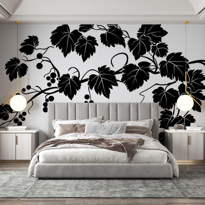 Mural Wallpaper vine | Retro black and white pattern