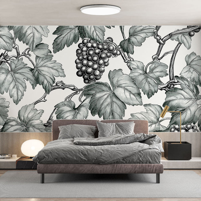 Tapete weinreben | Detailliertes Muster von Traubenclustern