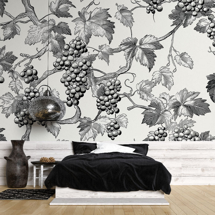 Ταπετσαρία με κληματίδες | Κομψό μοτίβο συστάδων σταφυλιών