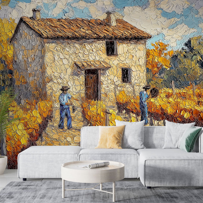 Mural Wallpaper vinova loza | Jesenska scena žetve