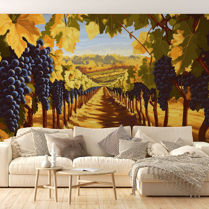 Tapet cu viță de vie | Vie de toamnă și struguri copți