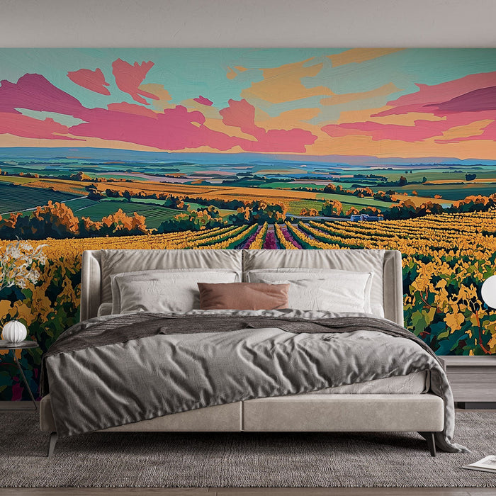 Falikép szőlőültetvény | Fényes szőlőültetvények naplementekor