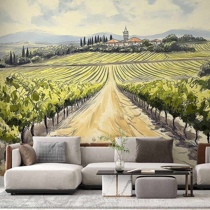 Tapete weinberg | Sonnige Weinberglandschaft