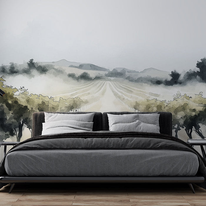 Ταπετσαρία αμπελώνας | Ομιχλώδες τοπίο αμπελώνα