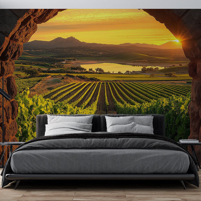Ταπετσαρία αμπελώνα | Πανοραμική θέα στο ηλιοβασίλεμα
