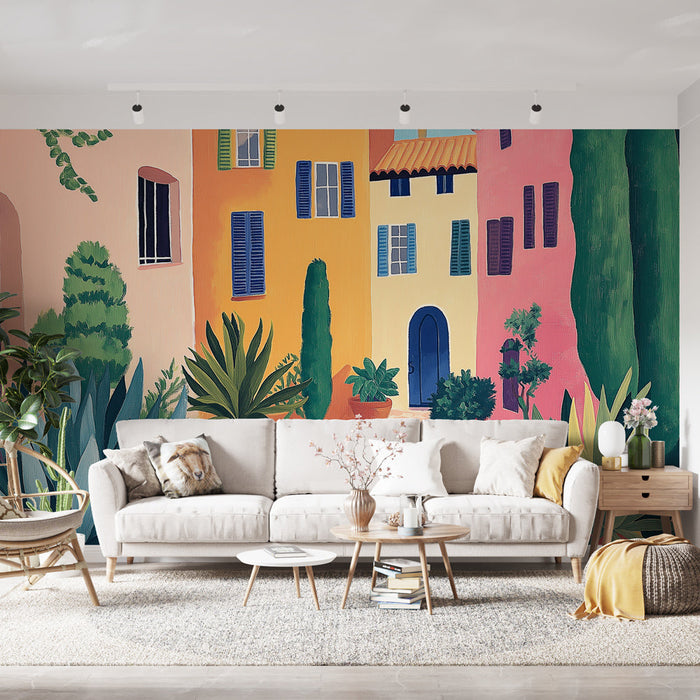 Papel pintado colorful village | Mediterranean ambiance with a touch of nature