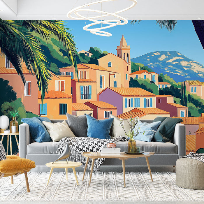 Foto Behang mediterranean-village | Kleurrijk en levendig landschap
