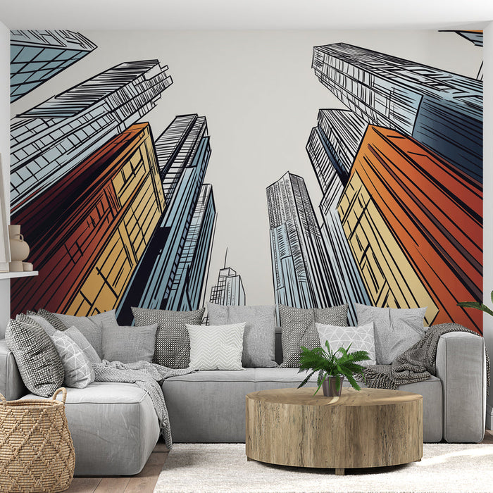 Fototapeet New Yorgi linn | Kunstiline vaade pilvelõhkujatele dünaamilises perspektiivis