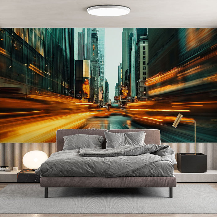 Fototapet dynamisk stad | Stadsrörlighet med rörliga ljus