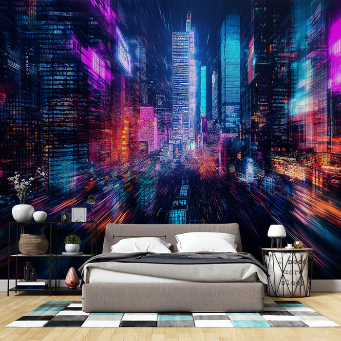 Tapeta jasné město | Dynamický pohled na pulzující noční metropoli