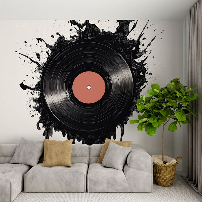 Винил тапет | Художествен модел на диск с черни мастилени пръски