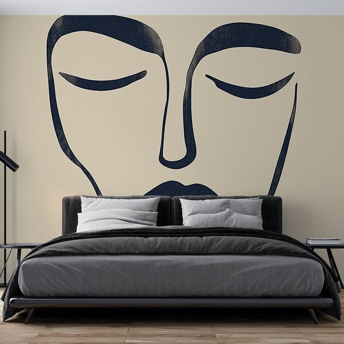 Mural Wallpaper abstract face | Minimalist illustration of a face on a light background