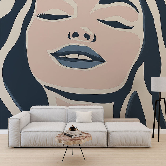 Mural Wallpaper abstract face | Stylized illustration of a female face