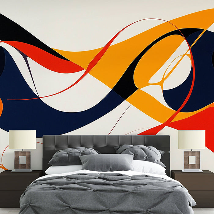 Mural Wallpaper abstract face | Multicolored on beige background