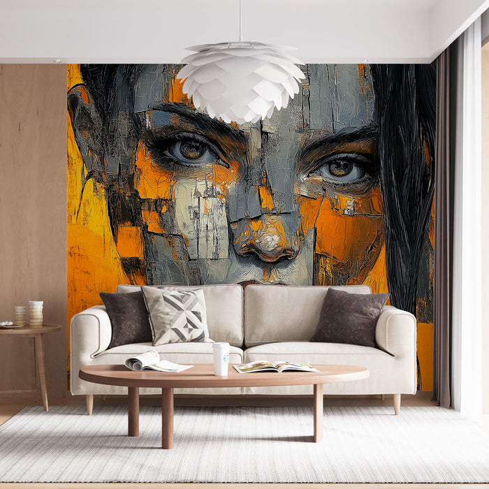 Mural Wallpaper abstract face | Modern portrait with bright shades