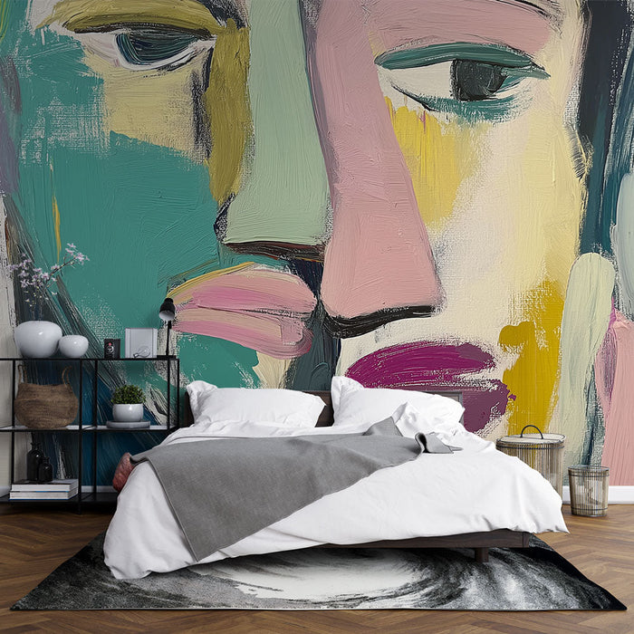 Mural Wallpaper abstract face | Colorful portraits with stylized features