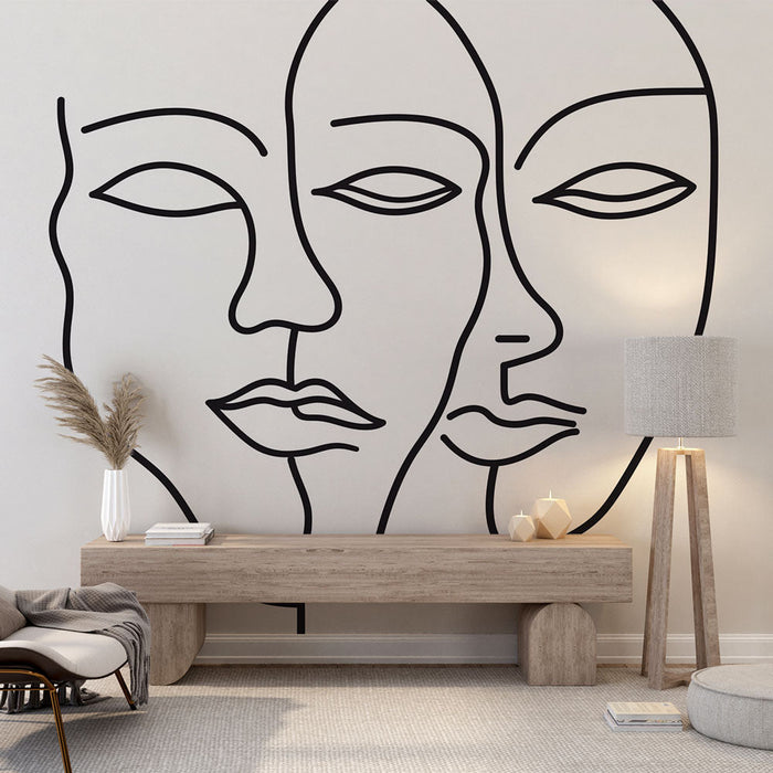 Mural Wallpaper abstract face | Intertwined faces