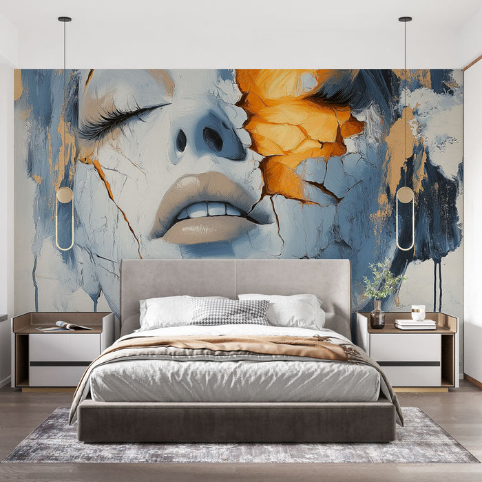 Mural Wallpaper artistic face | Abstract portrait with burst of color