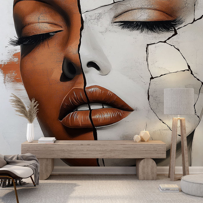 Mural Wallpaper artistic face | Abstract portrait in contrast