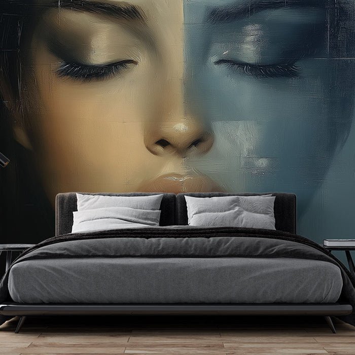 Mural Wallpaper artistic face | Contemporary portrait with contrasting shades