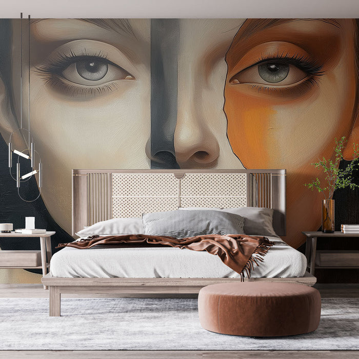 Mural Wallpaper artistic face | Stylized portraits with striking contrast