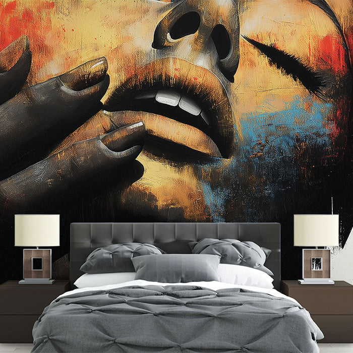 Mural Wallpaper face | Expressive portrait with vivid shades