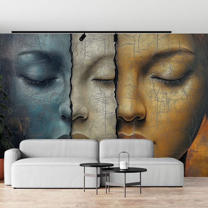 Mural Wallpaper faces | Portraits in harmony of colors and textures