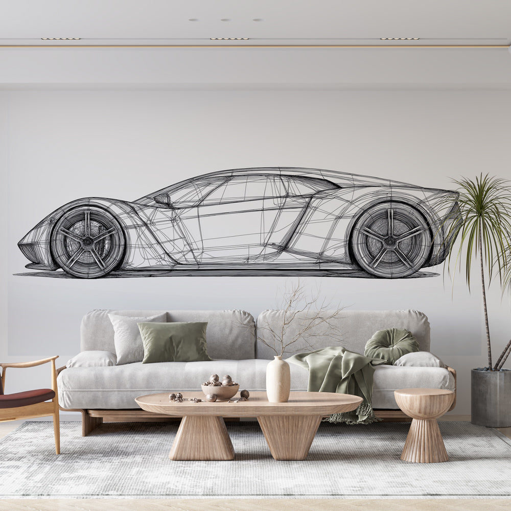 Tapete auto design | Stilisiertes Silhouette in Linien — WonderMural, image size:1000x1000