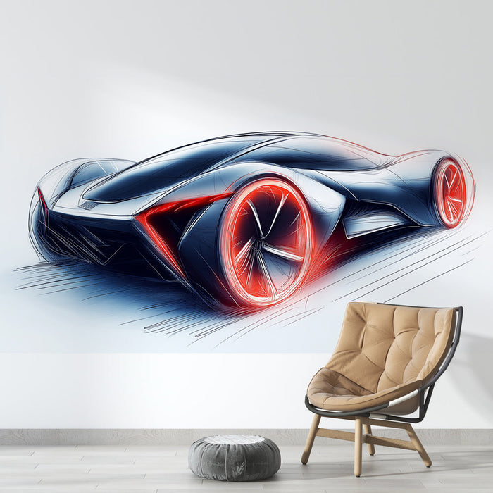 Mural Wallpaper futuristic car | Modern and innovative design