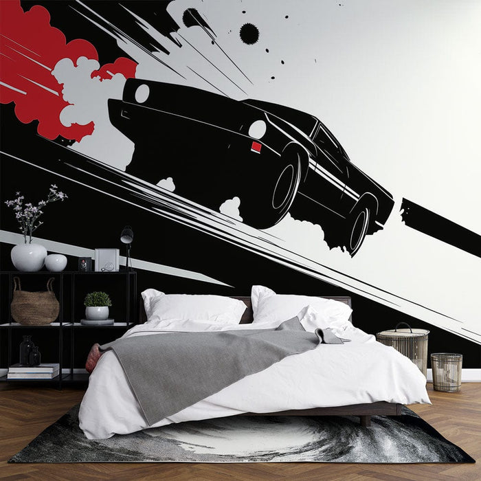 Mural Wallpaper car | A dynamic illustration of a car in motion