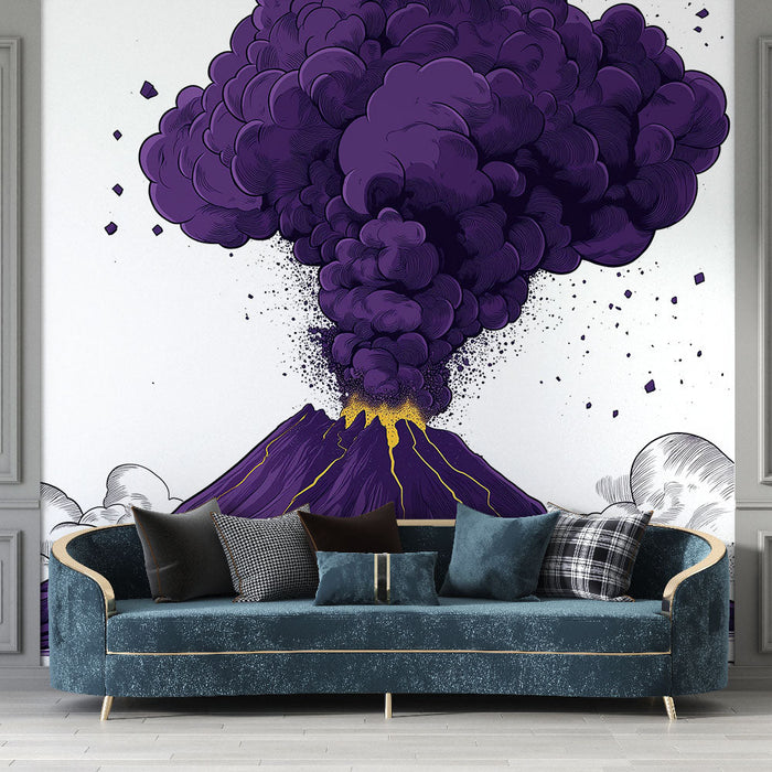 Papel pintado burning volcano | Artistic eruption in shades of purple