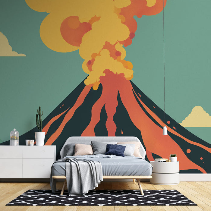 Fototapet vulkan | Färgglad och stiliserad utbrott