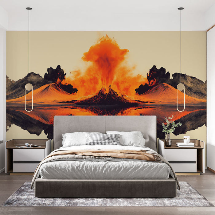 Fototapet vulkan | Spektakulær vulkanudbrud i levende farver