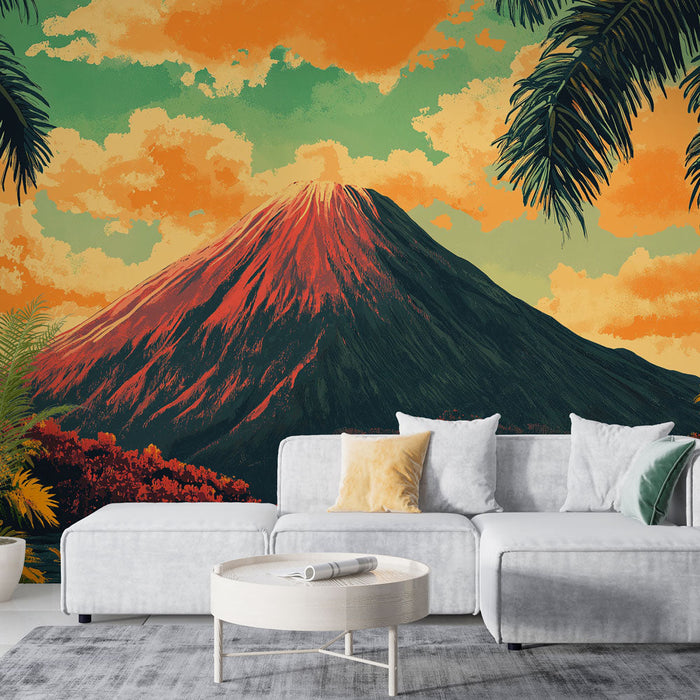 Фототапет вулкан | Тропическо шоу на залез