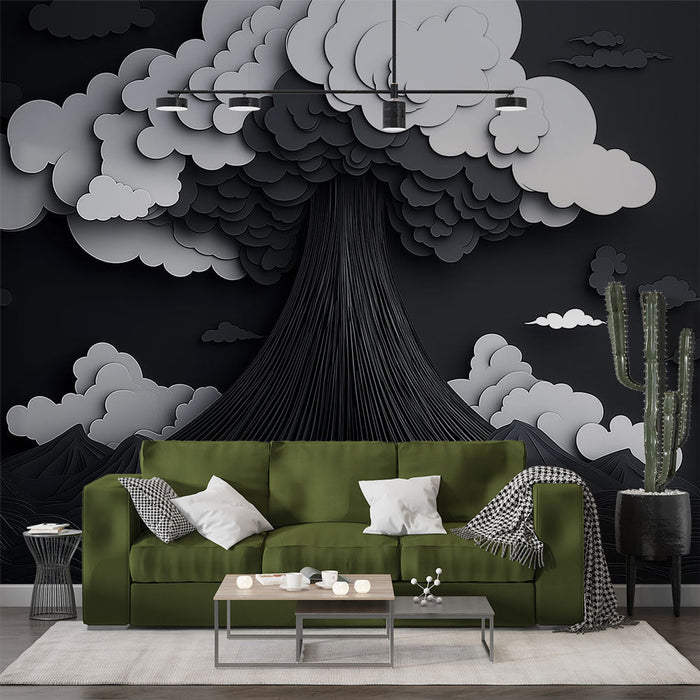 Tapeta sopecna | Design vystrihovaneho papiru zobrazujici stylizovanou erupci