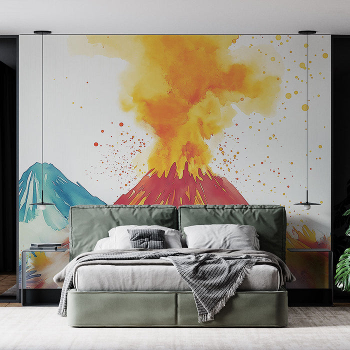 Nástěnná tapeta sopečná | Barevná akvarelová erupce