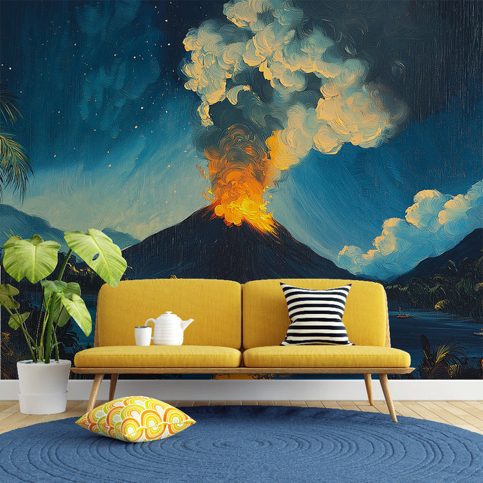 Tapeta vulkanicka | Oslnivá erupce a tropická krajina