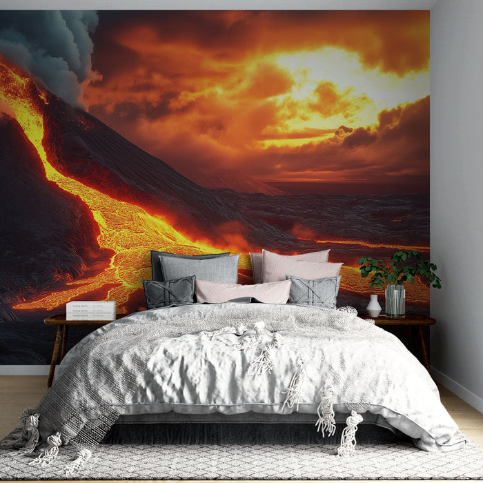 Fototapet vulkanisk | Utbrott och glödande ljus