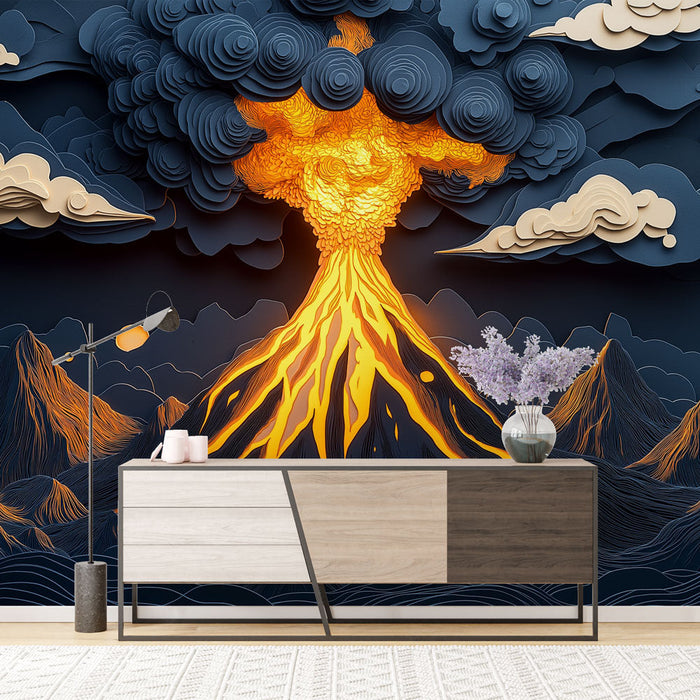Tapeta vulkanska | Veličanstvena erupcija s živim bojama i reljefnim teksturama