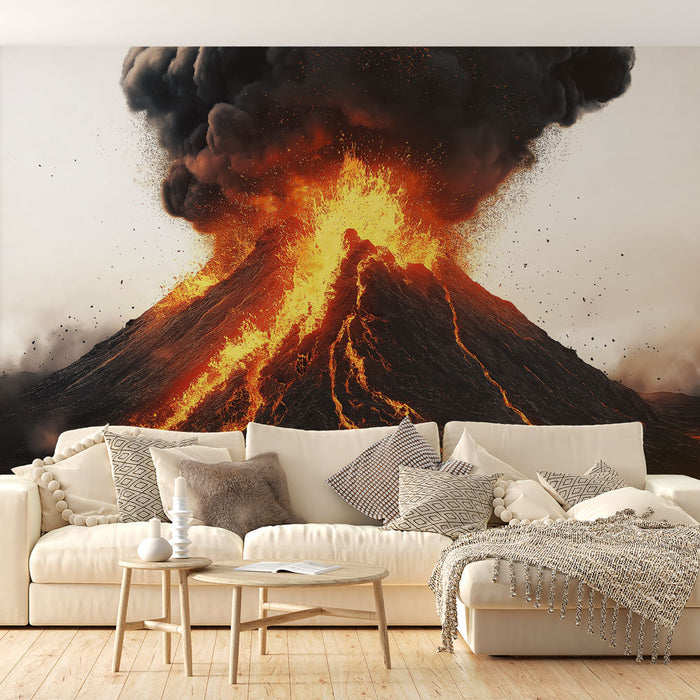 Fototapet vulkansk | Spektakulær udbrud af lava og aske