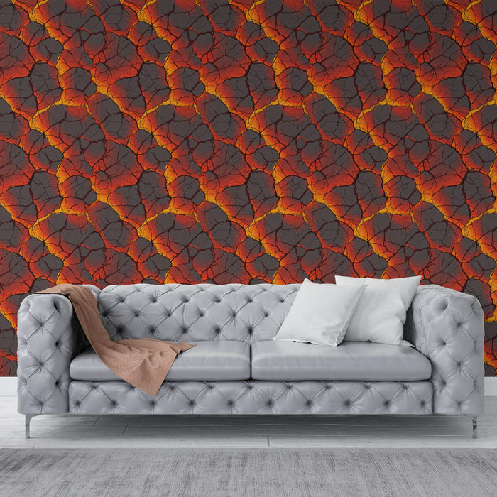 Volcanic Mural Wallpaper | Lava pattern with shades of red and black