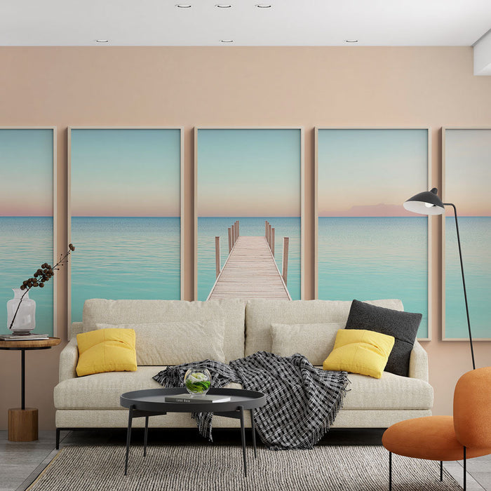 Fotótapé tengerre néző kilátással | Békés part fa mólóval